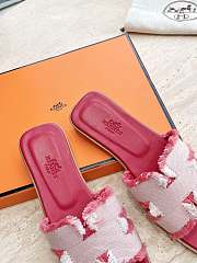 Hermes Oran Sandal Fabric Pink - 5