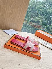 Hermes Oran Sandal Fabric Pink - 4