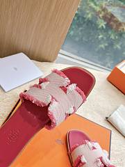 Hermes Oran Sandal Fabric Pink - 3