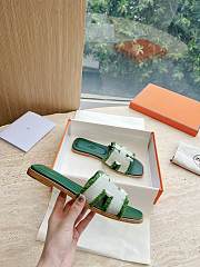 Hermes Oran Sandal Fabric Green - 2