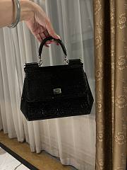 Dolce & Gabbana Small Satin Sicily Bag With Fusible Rhinestones Black - 20x16x8cm - 6