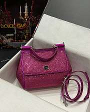 Dolce & Gabbana Small Satin Sicily Bag With Fusible Rhinestones Pink - 20x16x8cm - 1