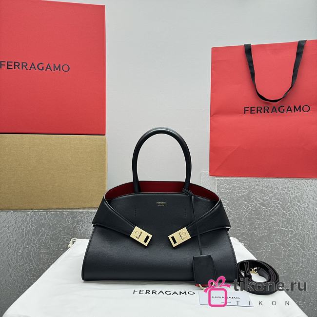 Ferragam Hug Bicolor Handbag Black/ Red - 32×22×14cm - 1