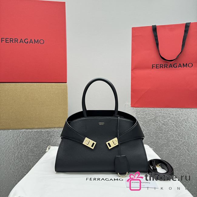 Ferragam Hug Handbag Black - 32×22×14cm - 1