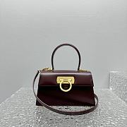 Ferragam East West Iconic Top Handle Burgundy - 21×13×8.5cm - 3