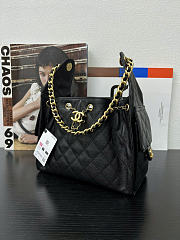 Chanel Drawstring Bucket Hobo Small Caviar Black - 30×26×14cm - 4