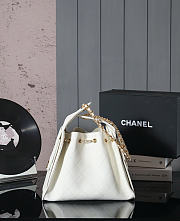 Chanel Drawstring Bucket Hobo Small Caviar White - 30×26×14cm - 3