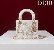 Mini Lady Dior Bag Pearl Snowflake Embroidery - 17x15x7cm - 1