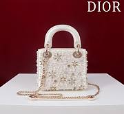 Mini Lady Dior Bag Pearl Snowflake Embroidery - 17x15x7cm - 3