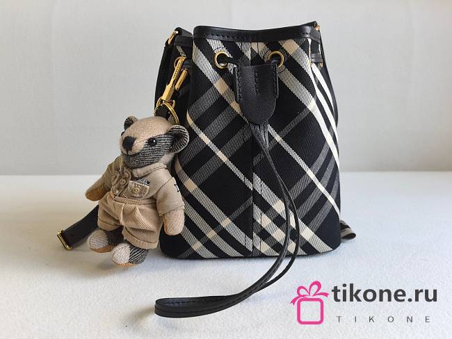 Burberry Mini Check Bucket Bag Black - 20x17.5x10.5cm - 1