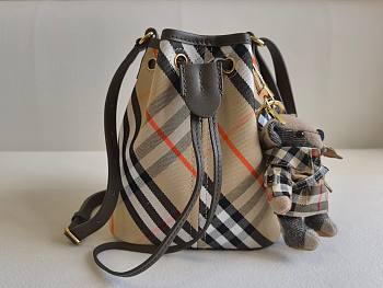 Burberry Mini Check Bucket Bag Beige - 20x17.5x10.5cm