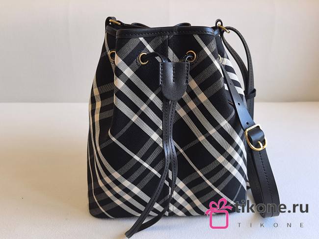 Burberry Medium Check Bucket Bag Black - 29x27.5x16cm - 1