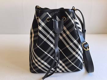 Burberry Medium Check Bucket Bag Black - 29x27.5x16cm