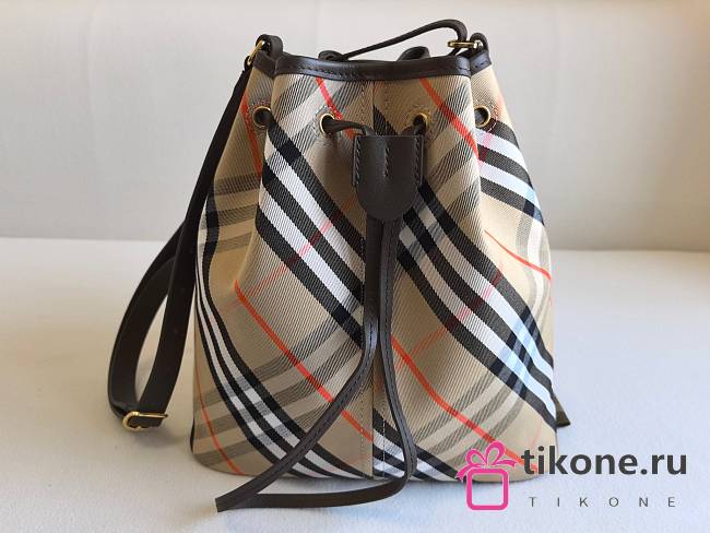 Burberry Medium Check Bucket Bag Beige - 29x27.5x16cm - 1