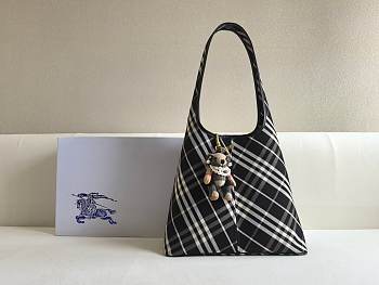 Burberry Large Check Shoulder Bag Black - 58x36x18.5cm