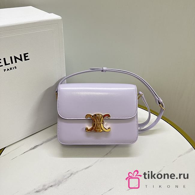 Celine Teen Triomphe Bag In Shiny Calfskin Teen Light Lavender - 18.5x13.5x7cm - 1