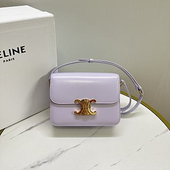 Celine Teen Triomphe Bag In Shiny Calfskin Teen Light Lavender - 18.5x13.5x7cm