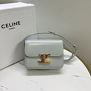 Celine Teen Triomphe Bag In Shiny Calfskin Teen Soft Blue - 18.5x13.5x7cm - 1