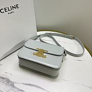 Celine Teen Triomphe Bag In Shiny Calfskin Teen Soft Blue - 18.5x13.5x7cm - 2