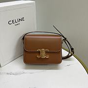 Celine Teen Triomphe Bag In Shiny Calfskin Teen Brown - 18.5x13.5x7cm - 1