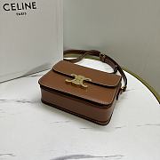 Celine Teen Triomphe Bag In Shiny Calfskin Teen Brown - 18.5x13.5x7cm - 6