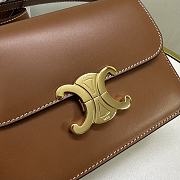 Celine Teen Triomphe Bag In Shiny Calfskin Teen Brown - 18.5x13.5x7cm - 5