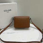 Celine Teen Triomphe Bag In Shiny Calfskin Teen Brown - 18.5x13.5x7cm - 3