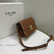 Celine Teen Triomphe Bag In Shiny Calfskin Teen Brown - 18.5x13.5x7cm - 2