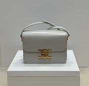 Celine Teen Triomphe Bag In Shiny Calfskin Teen White - 18.5x13.5x7cm - 1