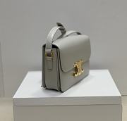 Celine Teen Triomphe Bag In Shiny Calfskin Teen White - 18.5x13.5x7cm - 6