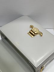 Celine Teen Triomphe Bag In Shiny Calfskin Teen White - 18.5x13.5x7cm - 3