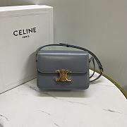 Celine Teen Triomphe Bag In Shiny Calfskin Teen Dark Blue  - 18.5x13.5x7cm - 1