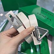 Bottega Veneta Triangle Point Lock Belt White Silver 2cm   - 2