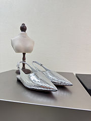 Alaia Art Deco Flat Slingbacks in Mirror Calfskin Silver  - 4