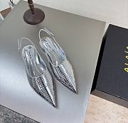 Alaia Art Deco Flat Slingbacks in Mirror Calfskin Silver  - 1