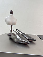 Alaia Art Deco Flat Slingbacks in Mirror Calfskin  - 4