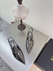 Alaia Art Deco Flat Slingbacks in Mirror Calfskin  - 5