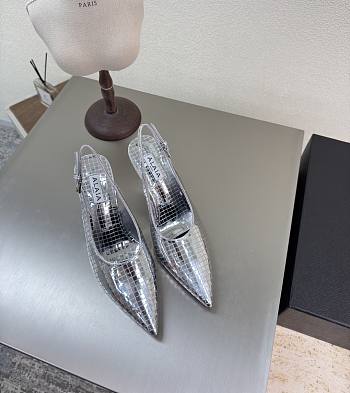 Alaia Art Deco Slingbacks in Mirror Calfskin Silver 90mm