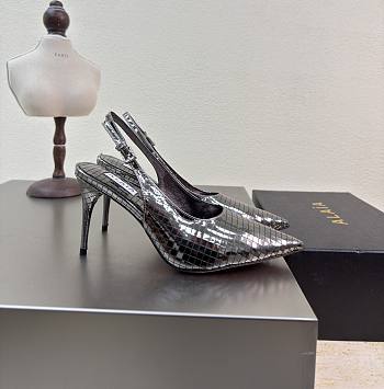 Alaia Art Deco Slingbacks in Mirror Calfskin 90mm