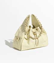 Chanel 25 Handbag Small Grained Calfskin Gold Tone Metal Light Yellow - 30x26x14cm - 1