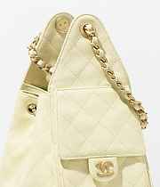 Chanel 25 Handbag Small Grained Calfskin Gold Tone Metal Light Yellow - 30x26x14cm - 5