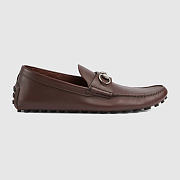 Gucci Men's Driver With Horsebit Brown Leather  - 4