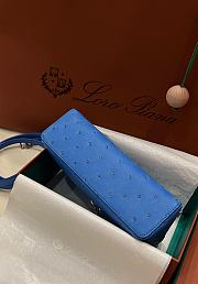 Polo Piana Extra Pocket L19 Ostrich Leather Blue Hardware - 11x19x7cm - 3