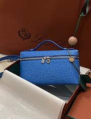 Polo Piana Extra Pocket L19 Ostrich Leather Blue Hardware - 11x19x7cm - 4