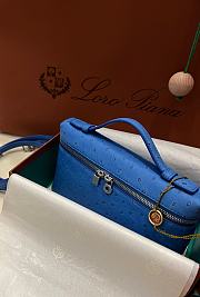 Polo Piana Extra Pocket L19 Ostrich Leather Blue Hardware - 11x19x7cm - 6