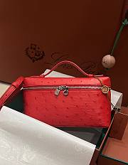 Polo Piana Extra Pocket L19 Ostrich Leather Red Hardware - 11x19x7cm - 6