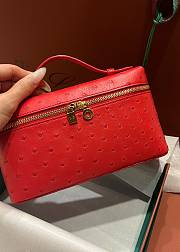 Polo Piana Extra Pocket L19 Ostrich Leather Red Hardware - 11x19x7cm - 4