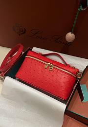 Polo Piana Extra Pocket L19 Ostrich Leather Red Hardware - 11x19x7cm - 3