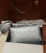 Polo Piana Extra Pocket L19 Ostrich Leather Silver Hardware - 11x19x7cm - 3