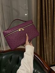 Polo Piana Extra Pocket L27 Ostrich Leather Purple - 27x16x10cm - 5